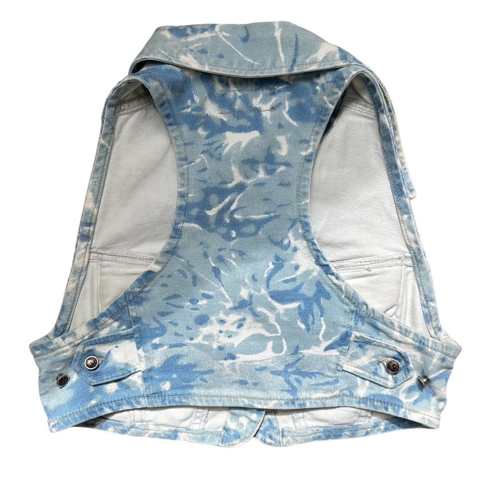 Vintage Y2K Parasuco Blue Camo Cropped Denim Vest Large Rare - Picture 2 of 4
